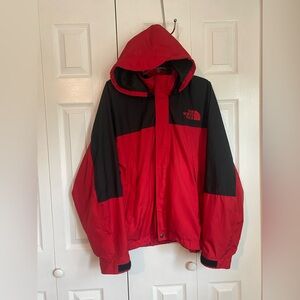 Vintage North Face Jacket Mens medium Red Hooded Zip Up Hydroseal Mountain Light